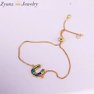 Gold Bracelet 10 шт. ZYZ327-1213 Подкова талисманы, ушка в виде ракушки разъем бусины и цепи браслеты - Окраска металла: Gold Bracelet