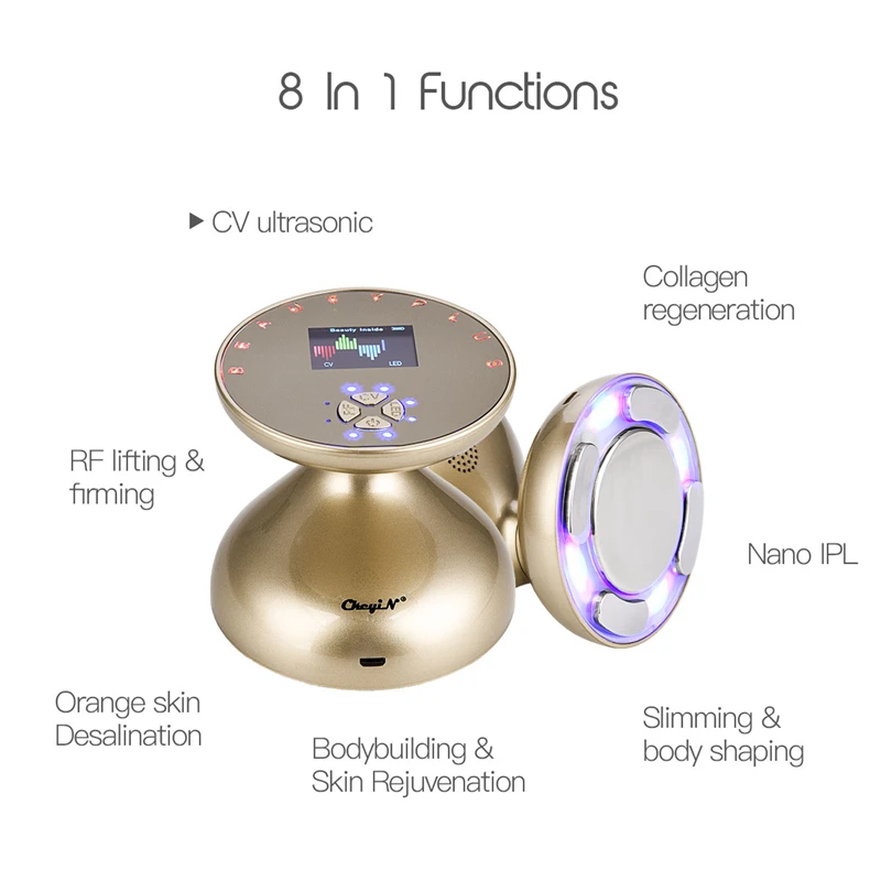 Nano IPL RF Ultrasound Cavitation Fat Burner 3D Body Shaping Slimming Firming Device LED Photon Rej