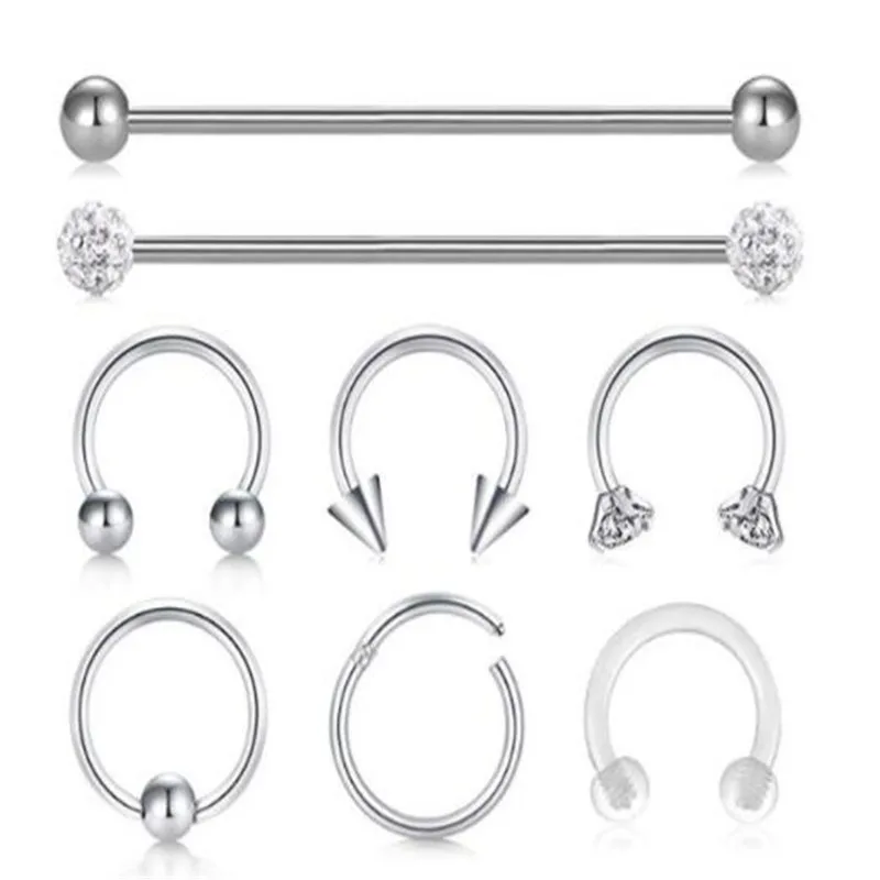 Lots Stainless Steel Nose Open Hoop Ring Earring Body Piercing Studs Jewelry 