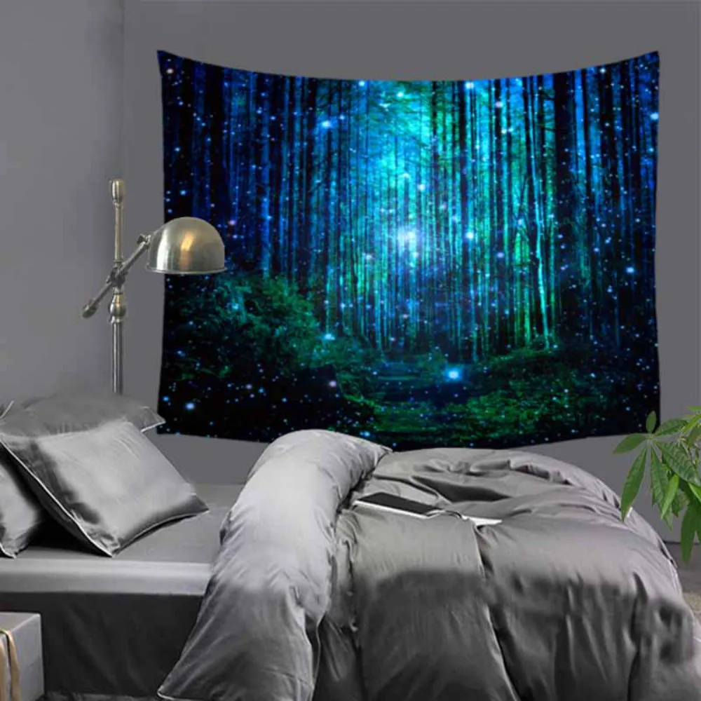

Cilected Forest Landscape Tapestry Home Polyester Thin Fabric Wall Hanging Fog Woods Sofa Background Cloth Blanket Home Decor