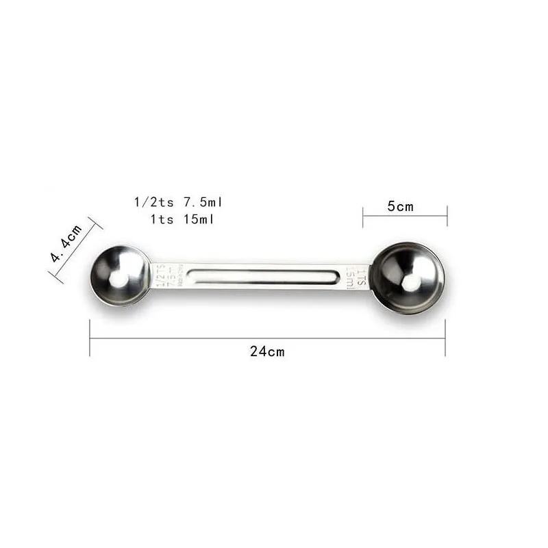 7.5-15ml 50 предмета кофейные ложки для приготовления пищи дома многофункциональный двойной порошок фасоли из нержавеющей стали кухонные измерительные весы Инструменты Чай - Цвет: 7.5-15ml