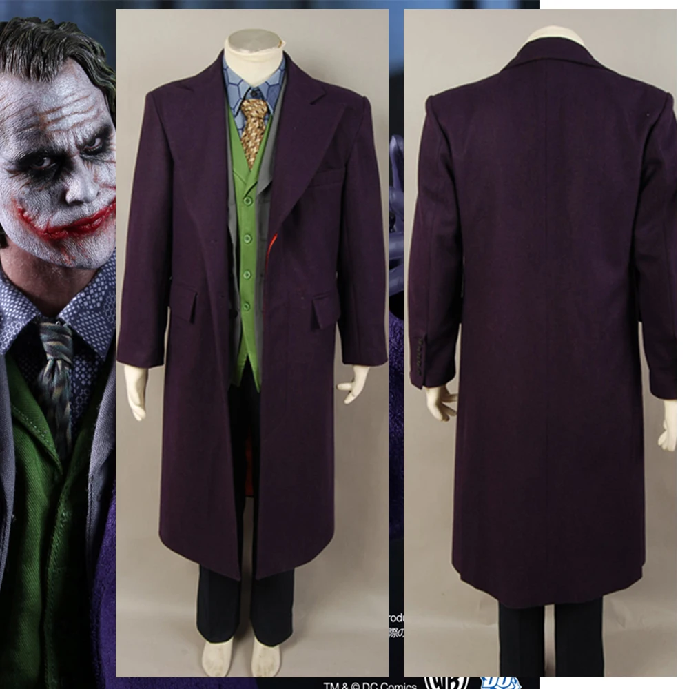 Full Set dark knight Joker Costumes Batman Dark Knight Rise Arkham ...