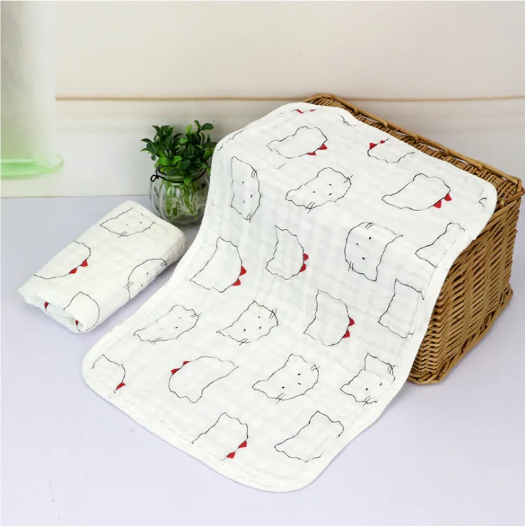 Cats 1 шт. васойоли красочные печатные отрывистые ткани 30*50 см с подвешиванием и краем Муслин Хлопок 6 слоев носовой платок мягкое полотенце - Цвет: Cats