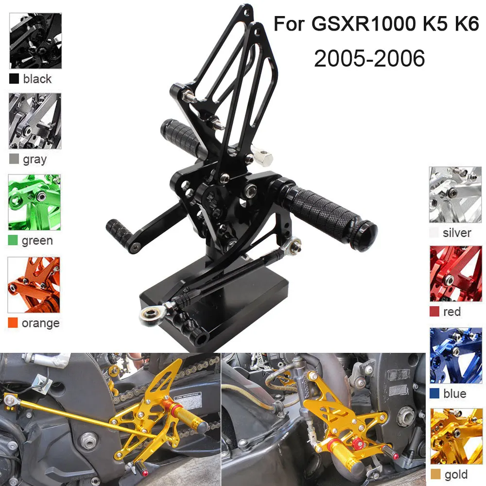 CNC Алюминиевые Регулируемые задние подножки для Suzuki GSXR1000 GSXR 1000 K5 K6 2005 2006