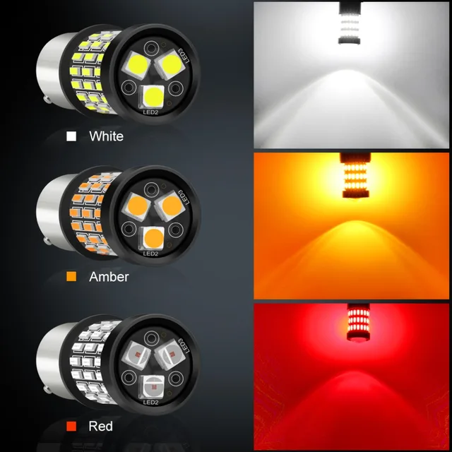 S&D 2pcs 1156 BA15S P21W LED BAU15S PY21W LED Bulb R5W R10W 12V White Red Amber Car Light Turn Signal Brake Tail Stop Lamp Auto