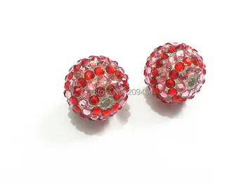 

New Design ! 20mm 100pcs/lot Pink/ Red Striped Resin Rhinestone Ball Beads,Chunky Beads For Kids Jewelry Making