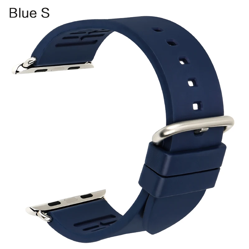 MAIKES аксессуары для часов Ремешок для часов iwatch 44 мм 40 мм спортивный фторуглеродный резиновый ремешок для часов для Apple Watch 42 мм 38 мм - Цвет ремешка: Blue S