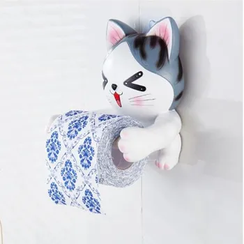 

European Style Creative 3d Cat Star Paper Holder Bathroom Dog Paper Shelf Punch Hanging Wall Mount Bathroom Accessories Bj10