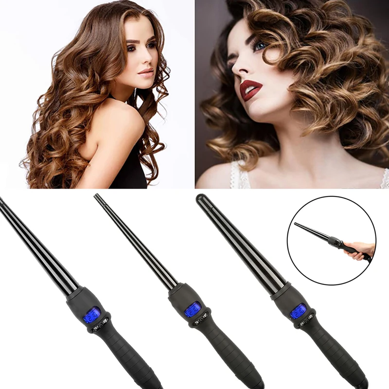 

Fast Heating Electric Hair Curler Portable Conical Hair Curling with LCD Display Roller Waver Ceramic Styling Tool Professional