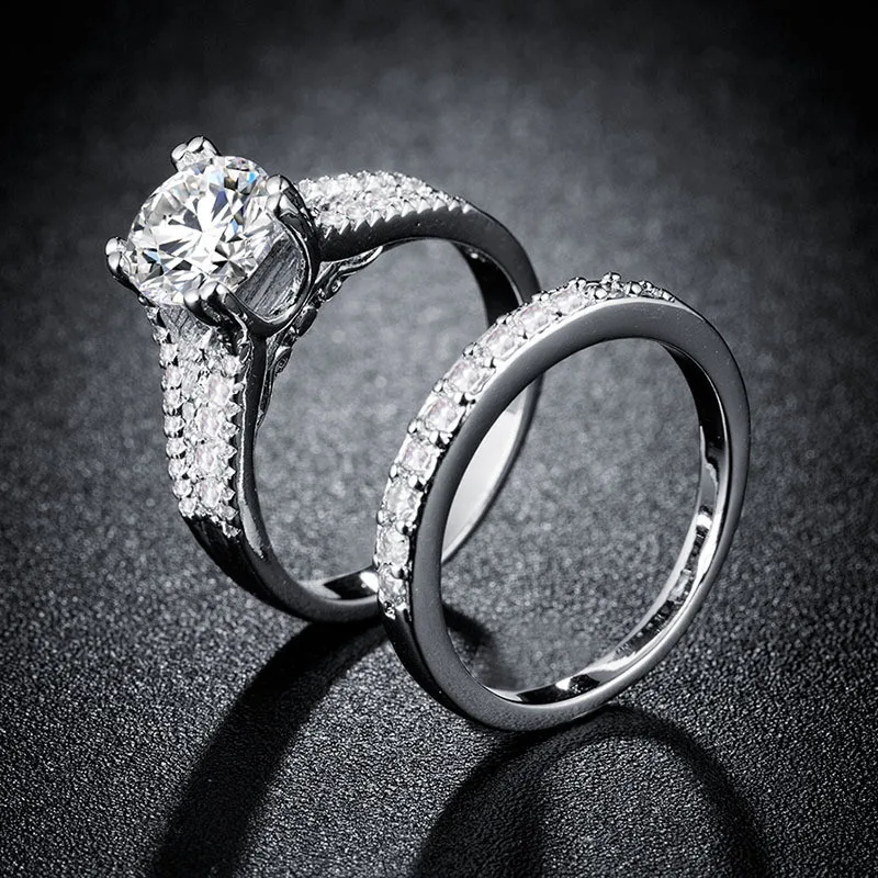 Новинка, набор колец из 2 предметов, золотого и серебряного цвета, обручальное кольцо с кубическим цирконием для женщин, высокое качество