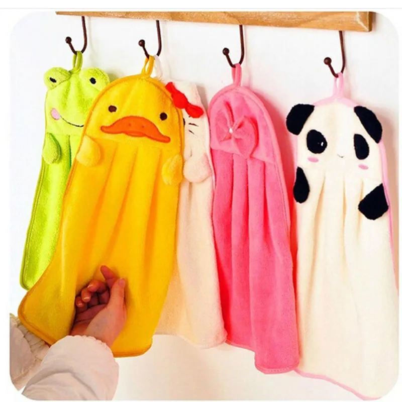 

Cute Children Nursery Hand Towel Cartoon Animal Kitchen Bath Hanging Wipe Towel