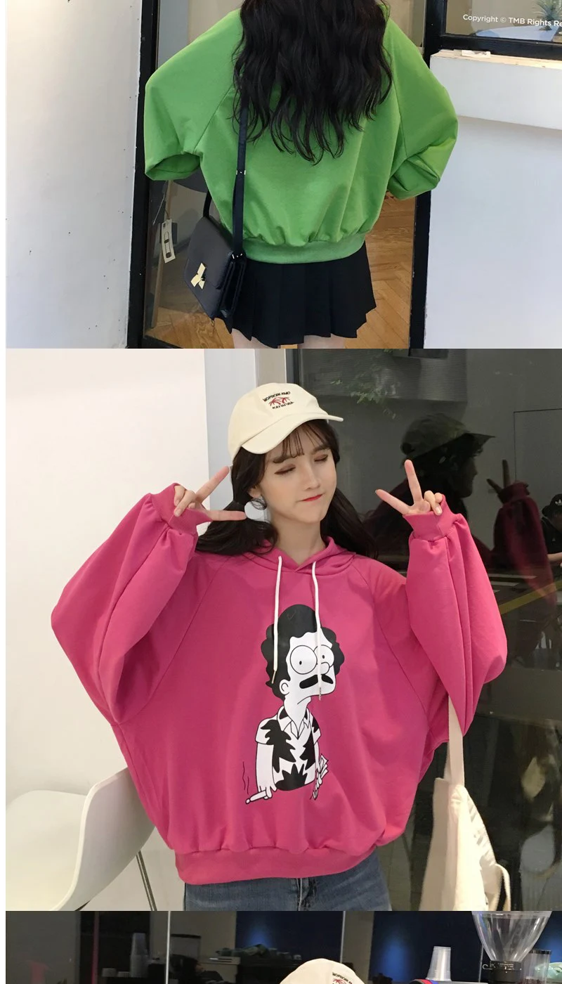 YouGeMan толстовки для женщин осень зима корейский Ulzzang Harajuku негабаритный флисовый свитер с длинными рукавами Толстовка для девочек топы с капюшоном