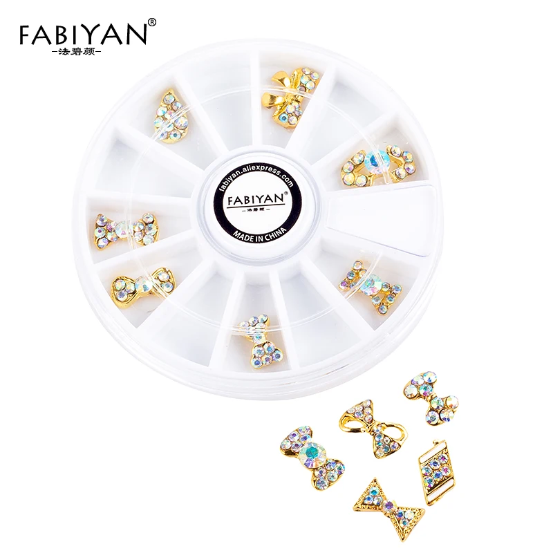 Nail Art Wheel Bow Tie Bowknot Decoration Jewelry Accessories 3D Tips DIY Design Crystal Rhinestones Acrylic Metal Manicure Tool | Красота и