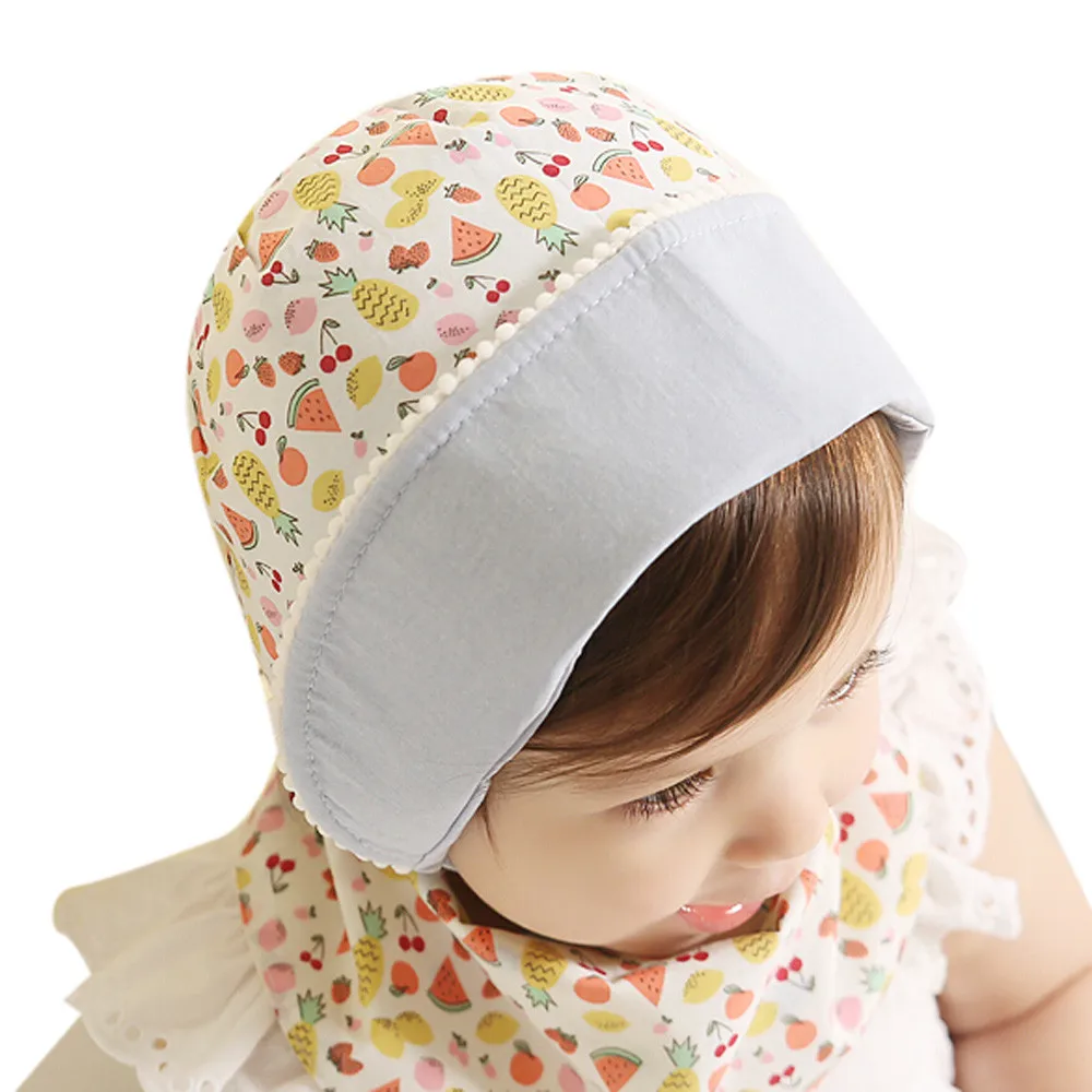 

New Cute Fruits Print Hat Baby Bonnet Kids Girls Boys Baby Hat Photo Props Blue/Pink for 1-2 Years