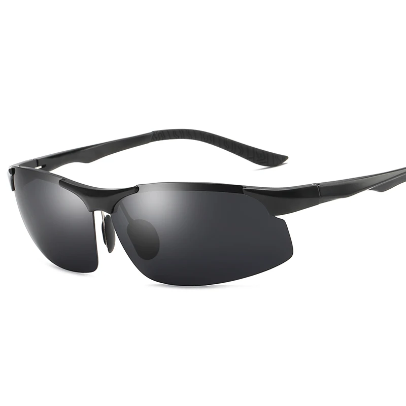 YSO солнцезащитные очки Для мужчин поляризационные UV400 алюминия и магния рамка солнцезащитные очки вождения очки полу без оправы аксессуары для Для мужчин 8003 - Цвет линз: Black-Black