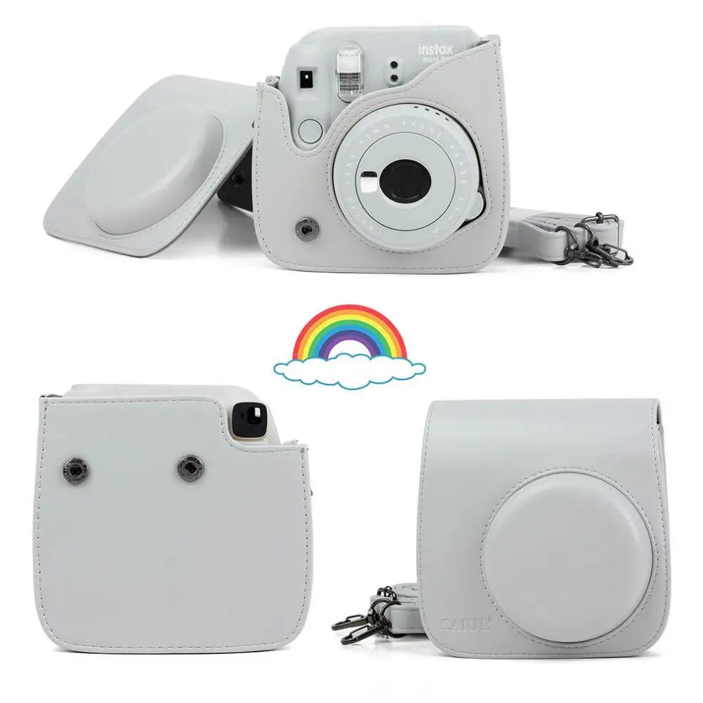 Smoky White Для камеры Fujifilm Instax Mini 8 Mini 9 из искусственной кожи цветной чехол для камеры Instax Mini с ремешком на плечо прозрачный чехол с кристаллами - Цвет: Smoky White