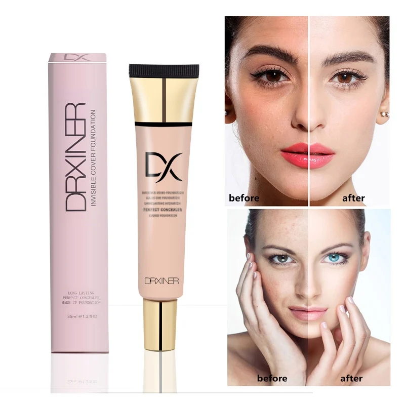 

Waterproof Liquid Makeup Base Primer Concealer Coverage Foundation Face Full Whitening Cosmetics