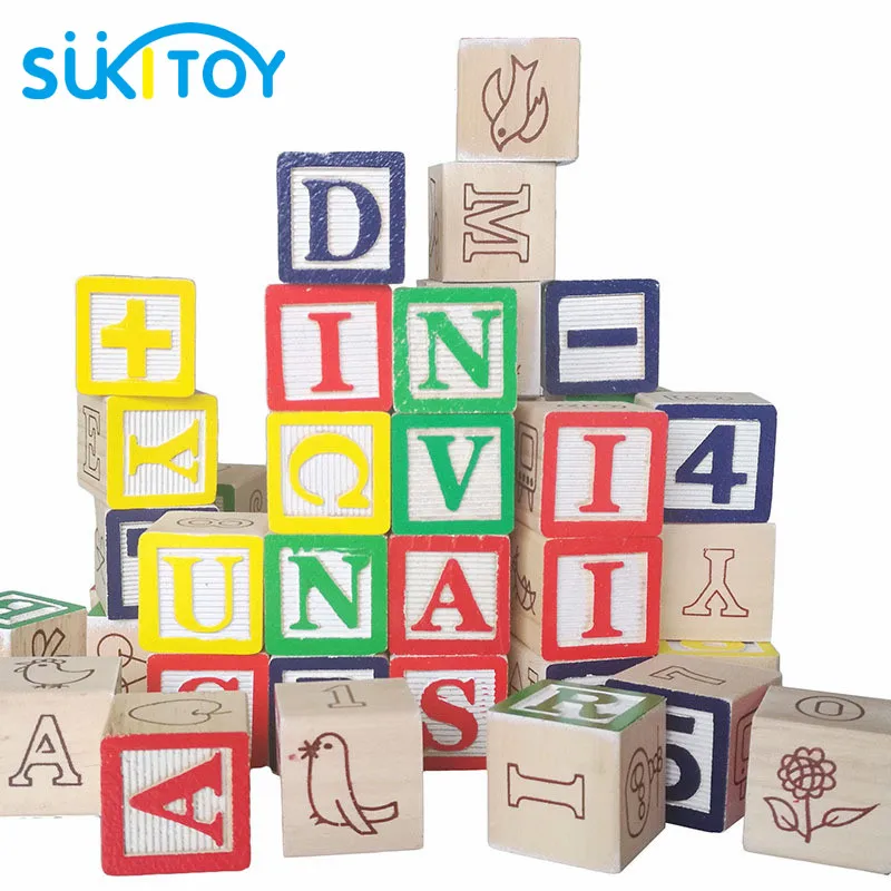 

Kid's Soft Wooden alphabet ABC and Number Blocks set 50pcs math toys Educational toys Soft Montessori children
