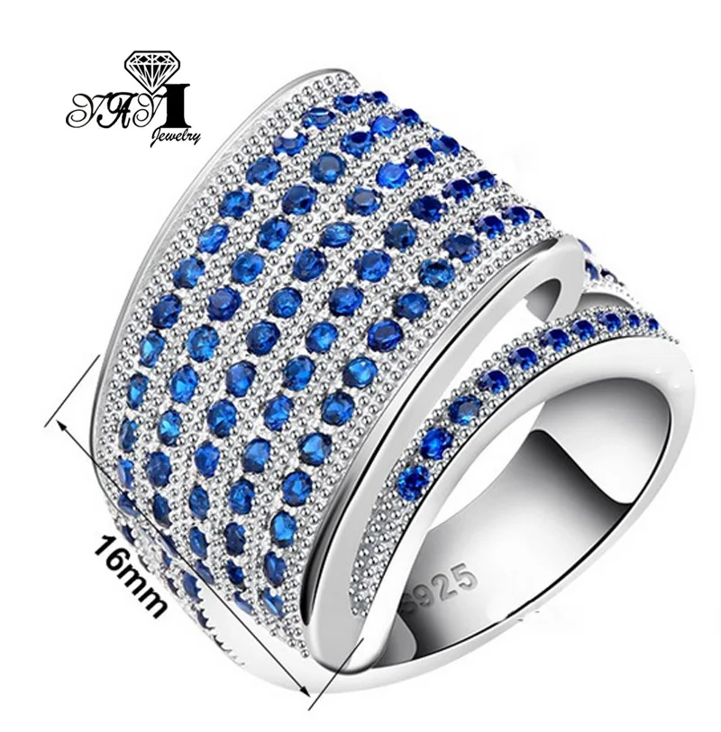 Ювелирные изделия yayi Мода Принцесса огранка огромный 2,6 карат голубой циркон серебряный цвет обручальные кольца Свадебные Кольца вечерние кольца