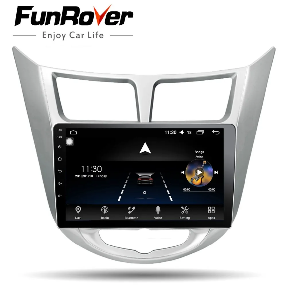 

Funrover 8 core Android 8.0 2 din Car DVD GPS for Hyundai Solaris Verna 2011 2012 2014 2015 2016 radio tape recorder wifi usb FM