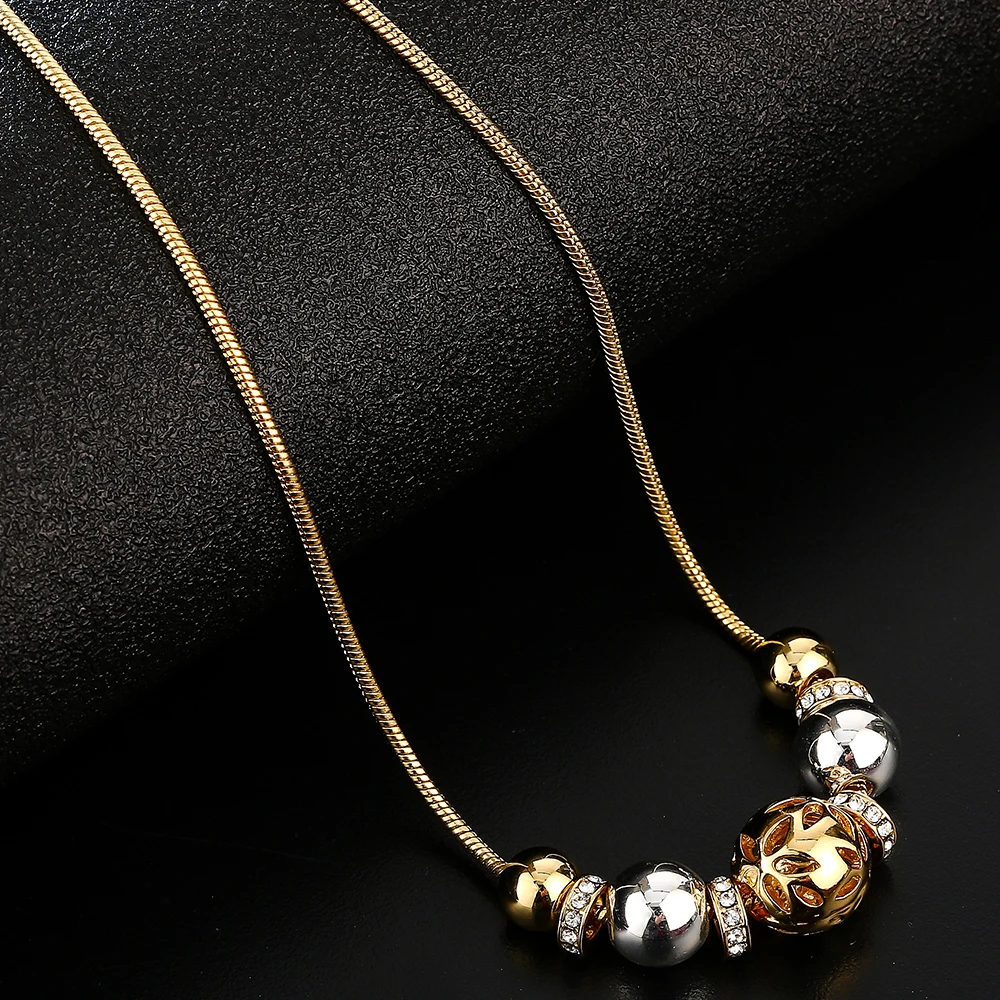 SUKI, Трендовое женское ожерелье с золотой пластиной, светящийся Блестящий Кристалл из австрийского хрусталя, 5 шт., подвеска из бисера, Очаровательная цепочка, ожерелье, подарок для девочек