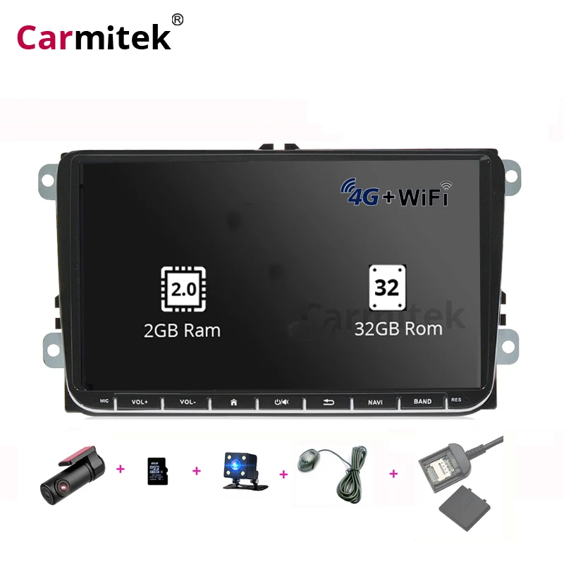 9 inch Touch Screen 2din Car Multimedia For VW Golf Polo Jetta Passat Tiguan with 4G SIM GPS Bluetooth Radio USB Canbus 2GB 32GB