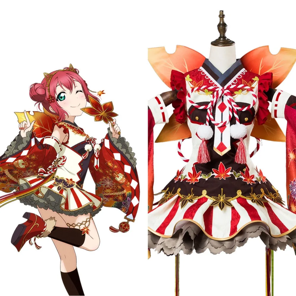 Love Live ! Mari Ohara Aqours Maple Leafs Ver Kimono Cosplay Costume