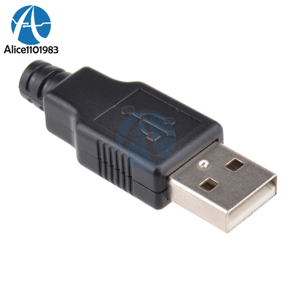 

10Pcs USB2.0 Type-A Type A Plug 4-pin Male Adapter Contor jack&Black Plastic Cover