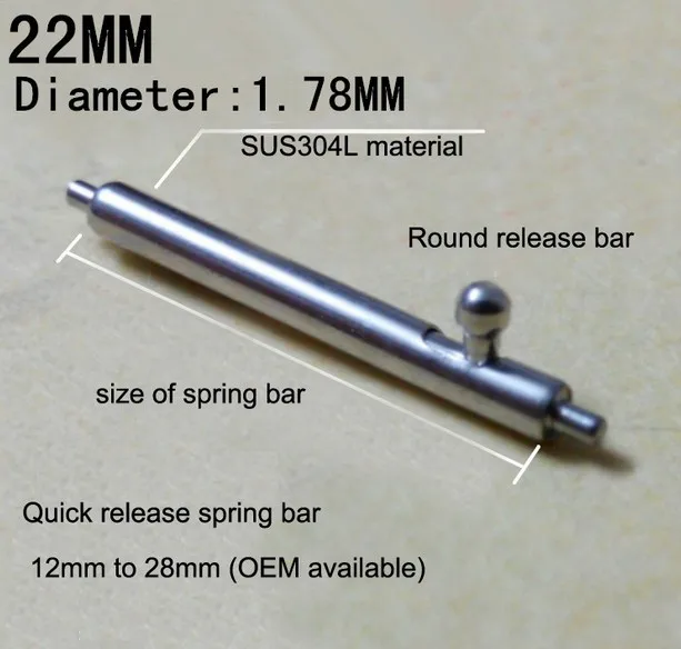 

50PCS / lot 22MM Switch spring bar watch repair tools & kits spring bar watch repair parts 304 Stainless steel watch pin