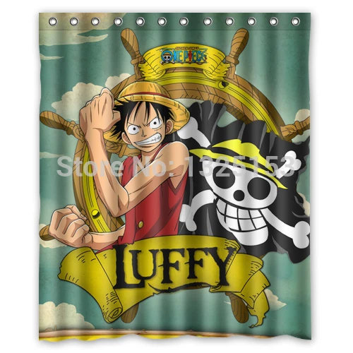Custom One Piece Luffy Shower Curtain 60x72 Inch Waterproof Fabric Bath