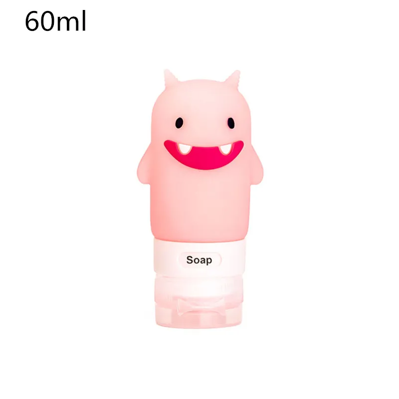 60ml pink Еда из пищевого силикона 60/80/90/100 мл для макияжа Симпатичные Путешествия бутылки шампуня для геля и лосьона для душа суб-розлива трубка Squeeze пустая бутылка - Цвет: 60ml pink