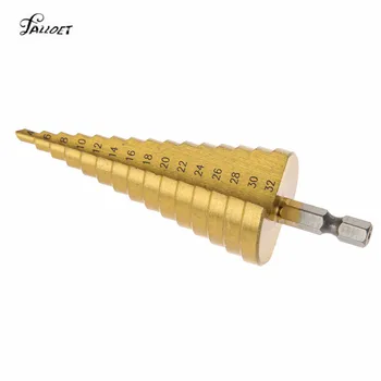 

32mm Titanium Step Drill Bit Mini Drill Hex Hole Cutter HSS Power High Speed Steel Drilling Tool Stepped Drills for Metal Wood
