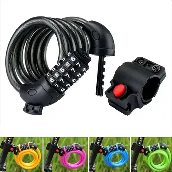 

Bicycle password lock 5 digital password combination bicycle safety lock 1200 mm x 12 mm steel cable spiral bicycle lock