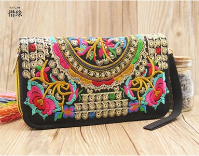 

XIYUAN BRAND embroidered wallets women purses Ladies clutch purses Female card ID holder Long Wallet Mobile phone hand bag
