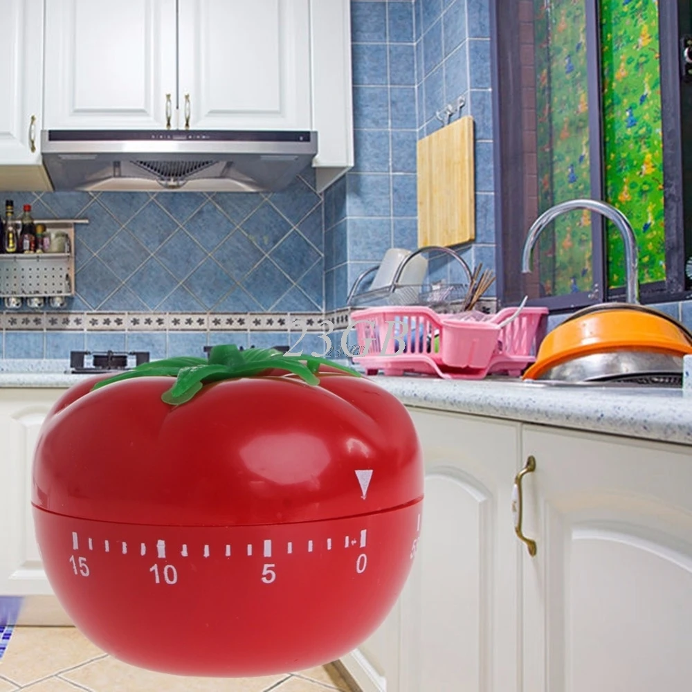 

Tomato Shape Cooking Mechanical Timer Kitchen Gadgets Countdown Reminder Usable J24