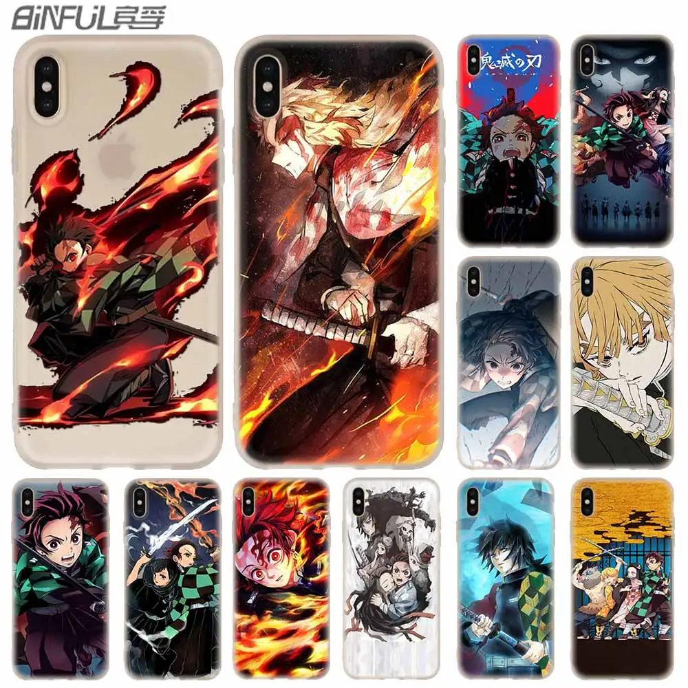 Demon Slayer Kimetsu no Yaiba чехол силиконовый мягкий для iPhone X 11 Pro XS Max XR 6 7 8 Plus 5 4 S чехол для телефона s Etui