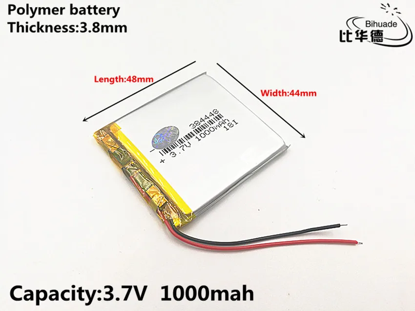 1pcs/lot Good Qulity 3.7V 1000mAH 384448 Polymer lithium ion / Li-ion battery for TOY POWER BANK GPS mp3 mp4 | Электроника