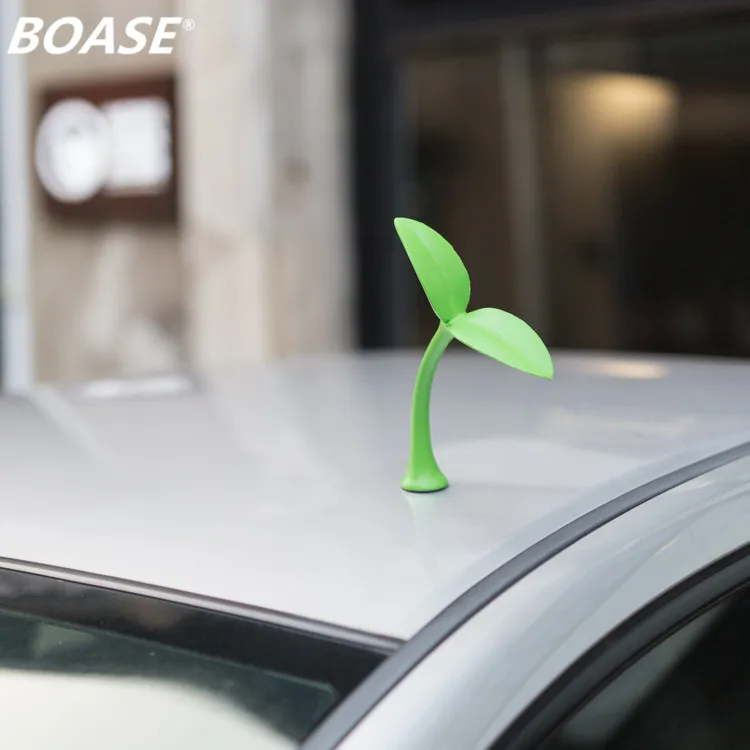 

The new 2018 lovely intelligent creative 3 d car stickers green saplings PU material funny personality car decoration