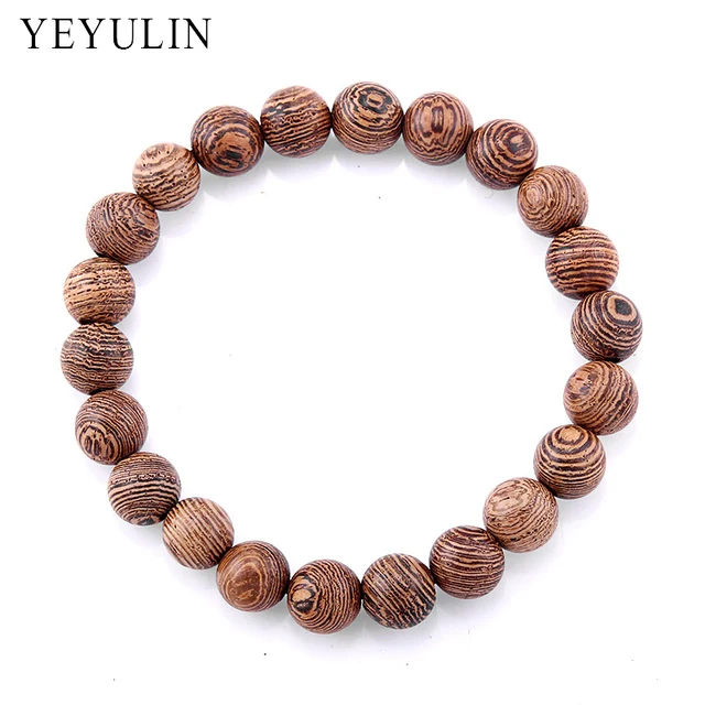 Trendy Por 8mm Wenge Wood Beads Bracelet For Women Men Wooden Trendy Por 8mm Wenge Wood Beads Bracelet For Women Men Wooden Bangles Jewelry Gift