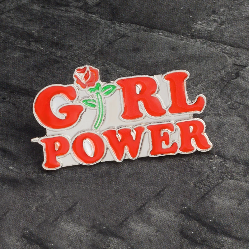 Girl-Power-Spille-Rosso-Lettera-Rosa-Distintivo-Delle-Donne-up-Femminismo-Spilla-Donne-Spilla-di-Ispirazione