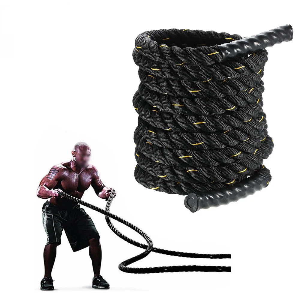 

TOMSHOO 10M/12M/15M Heavy Black 1.5" Dia.Undulation Battling Rope Physical Body Strength Training Sport Fitness Exercise Workout