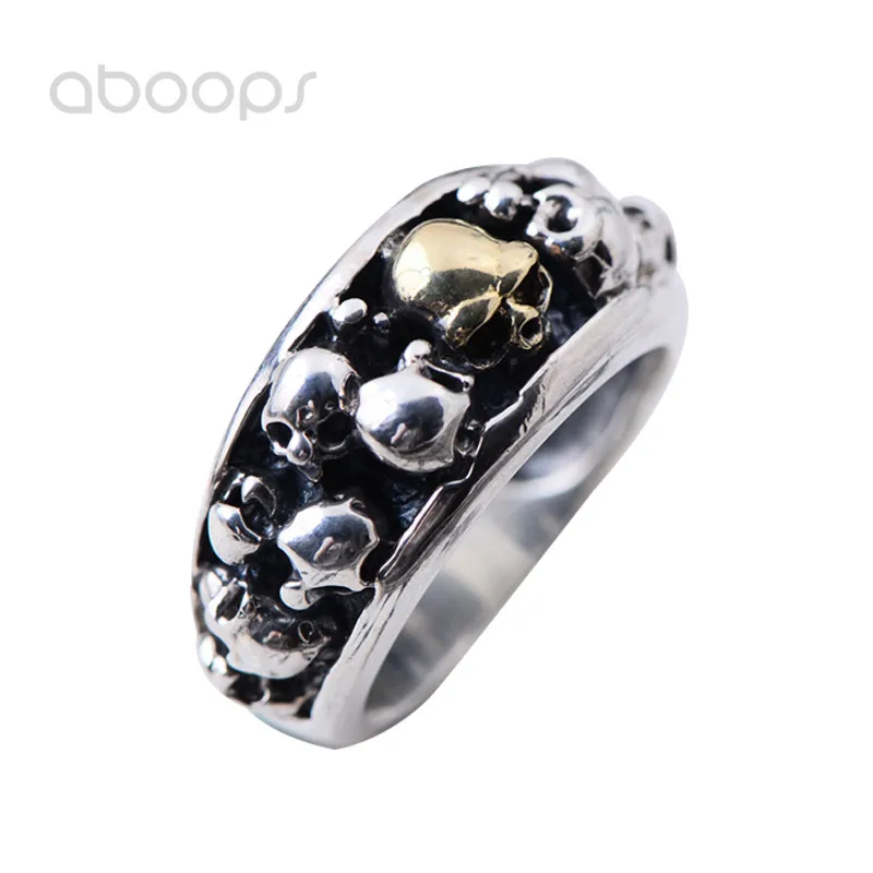 Punk Two Tone Sterling Silver Multi Skull Heads Ring for Men Women Size 8 9 10 11 11.5 Free Shipping | Украшения и аксессуары