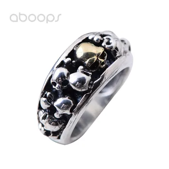 

Punk Two Tone Sterling Silver Multi Skull Heads Ring for Men Women Size 8 9 10 11 11.5 Free Shipping