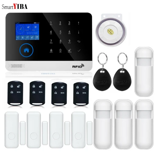 WI-FI GSM GPRS FR, русский, испанский переключаемый RFID карты Беспроводной домашней безопасности руку обезоруживающая сигнализация системы приложение Дистанционное Управление