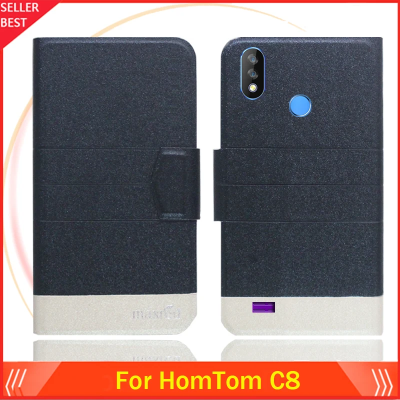 

5 Colors Hot!! HomTom C8 Case Customize Ultra-thin Leather Exclusive Phone Cover Folio Book Card Slots Free Shipping