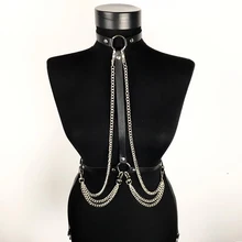 Кожаное нижнее белье, сексуальный бюстгальтер, БДСМ, воротник, цепь, пояс, ремни для тела, для женщин, подтяжки, подвязки, нижнее белье, сексуальный эротический укороченный топ