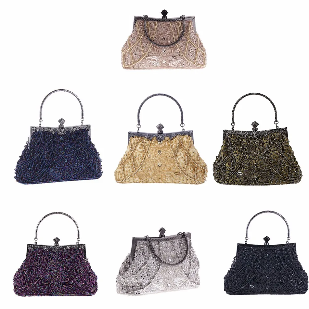 2018 Luxury Brand Handbags Women Designer Leather Vintage Bead Sequined Evening Bag Purse For Wedding Party Banquet 2018 Luxury Brand Handbags Women Designer Leather Vintage Bead Sequined Evening Bag Purse For Wedding Party Banquet
