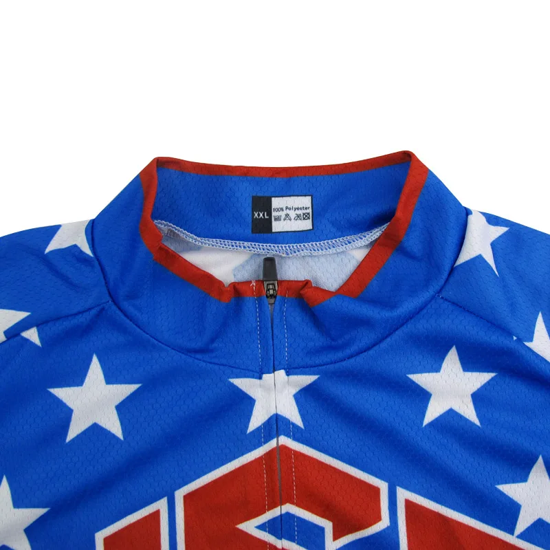 США Звезда Трикотаж с коротким рукавом летняя уличная спортивная одежда Велоспорт рубашка США Звезда Мужчины Трикотаж с коротким рукавом Топ 6513