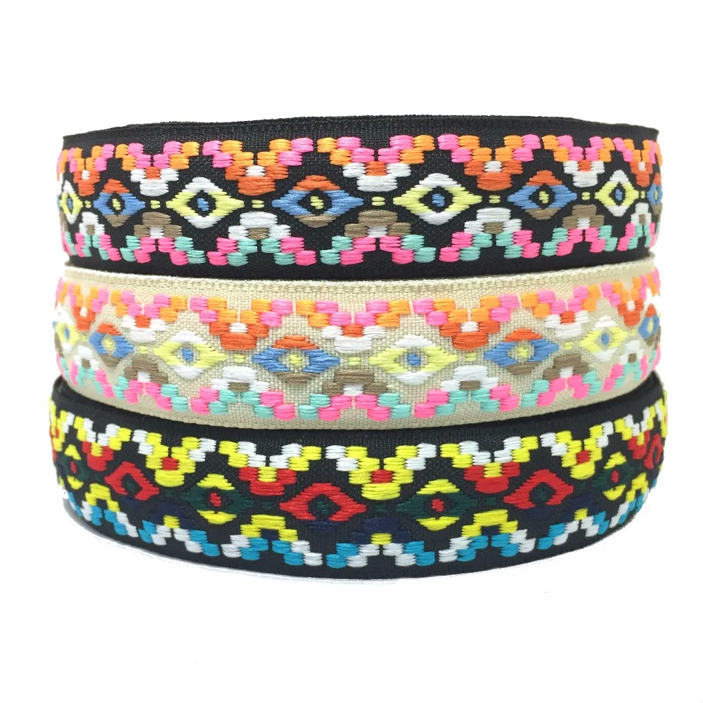 

ZERZEEMOOY 2017 NEW 7/8'' 25mm 10yard/lots 100% polyester Zakka Handmade 3 color geometry Woven Jacquard Ribbon dog lace