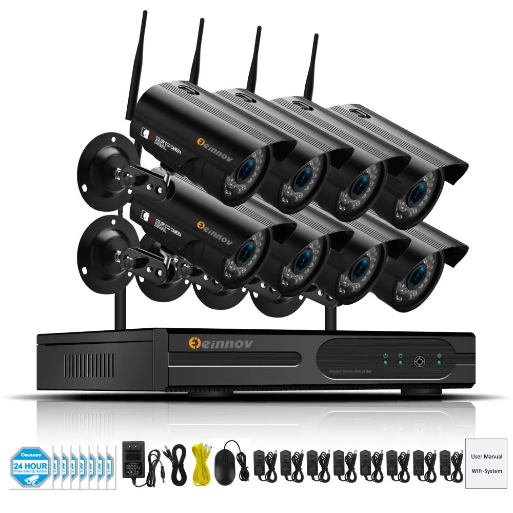 8Ch Camera System Einnov 8Ch 1080P беспроводная домашняя камера видеонаблюдения Система записи звука 2MP Ip Cam wifi комплект видеонаблюдения Wi-Fi Camara - Цвет: 8Ch Camera System